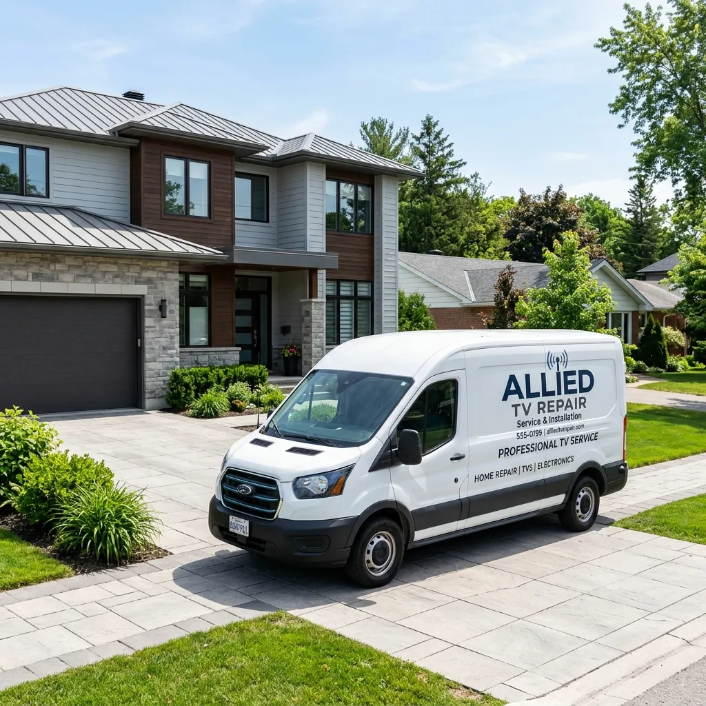 Allied TV Repair mobile van in driveway